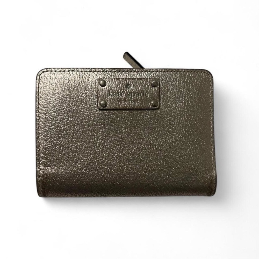 Kate Spade metallic pewter zip wallet